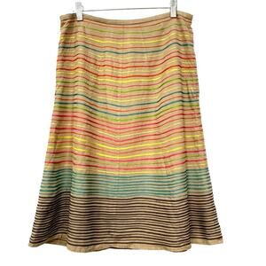 Maxazria Collection Tan Multicolor Silk A-line skirt size 6